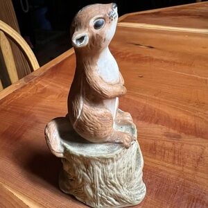 Chimpmunk on Log Figurine 1980 Beachcombers International Vintage Figurine